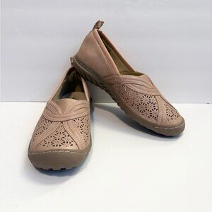 Jambu Florida Leather Slip-On Loafer Flats Perforated Floral Pink Sparkle JBU